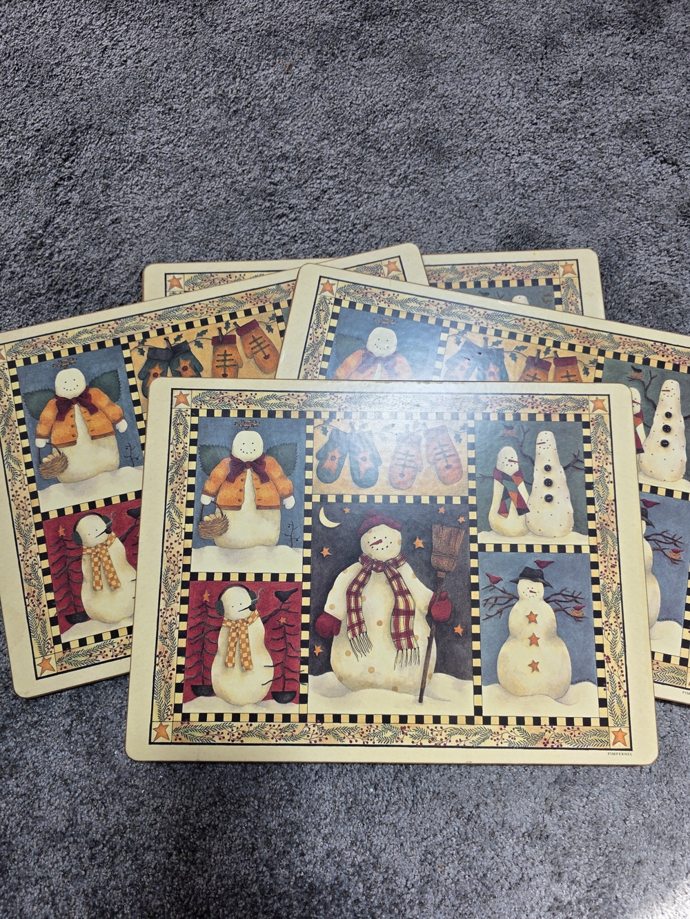 Pimpernel Winter Snowman Placemat Set - Festive Patchwork Design